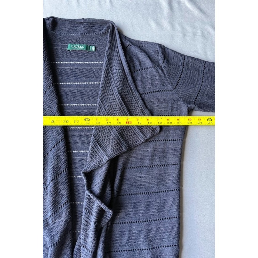 Lauren Ralph Lauren Cardigan Women L Blue Open Front Knit Lightweight‎ Sweater - Picture 5 of 16
